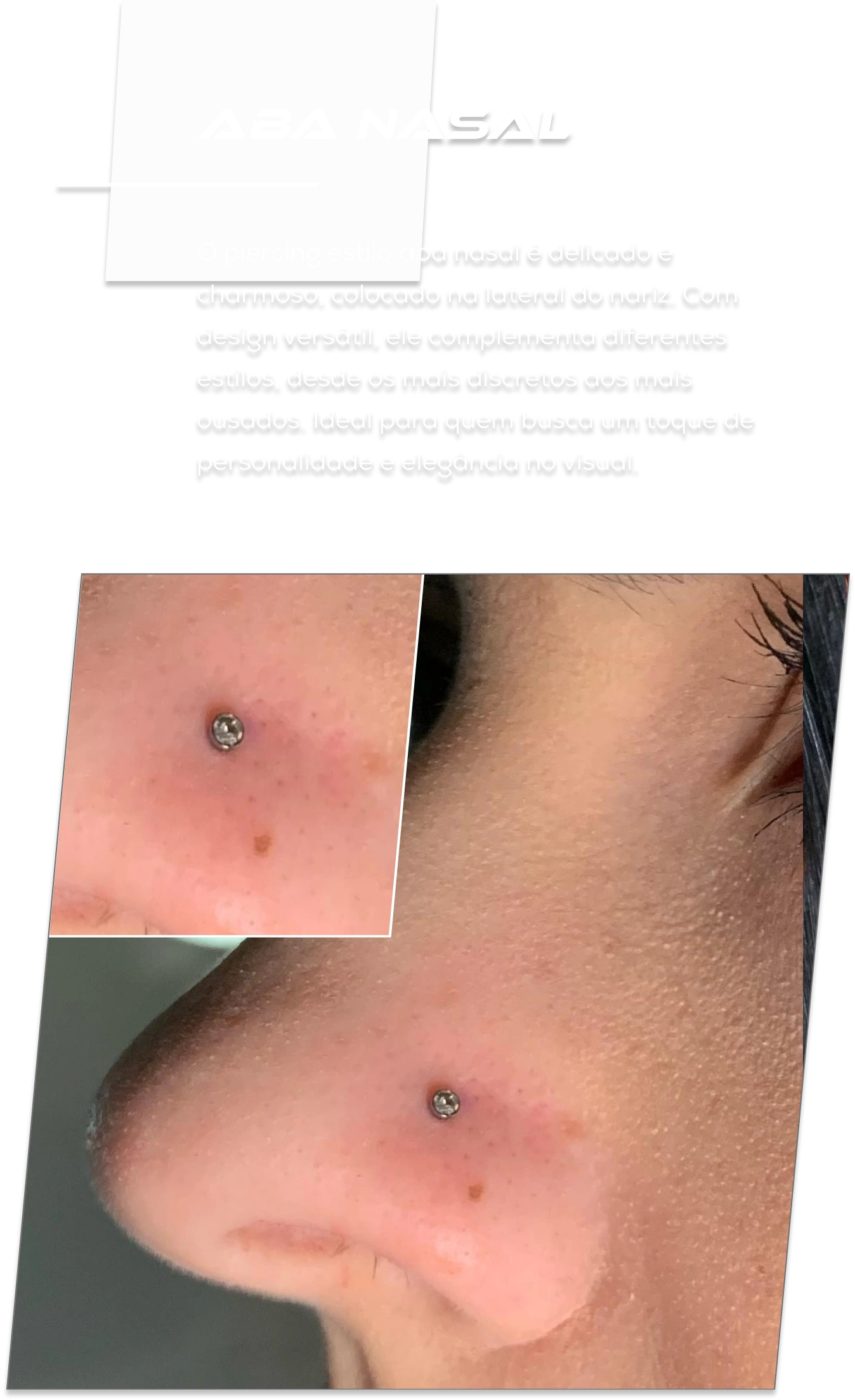 Exemplo de aplicação de piercing Aba Nasal
